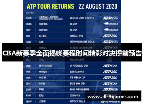 CBA新赛季全面揭晓赛程时间精彩对决提前预告 CBA新赛季全面揭晓赛程时间精彩对决提前预告